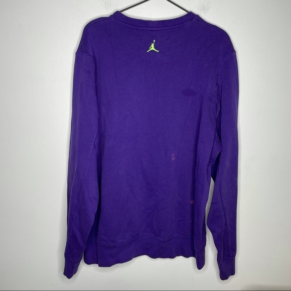 Air Jordan Flight Club Purple Neon Green Crewneck Sweatshirt Mens XXL - Picture 7 of 7